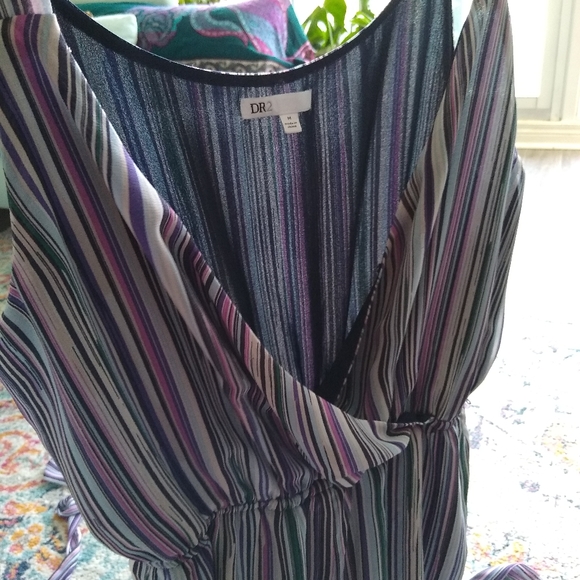 NWOT purple & teal cropped striped jumpsuit - Picture 9 of 9